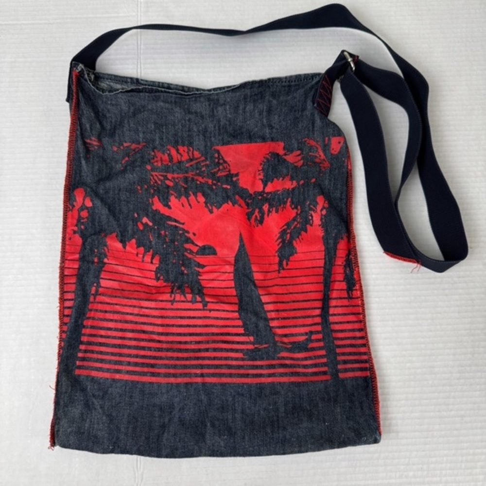 Vintage Gap‎ crossbody shopping bag sailboat palm tree print Y2K
